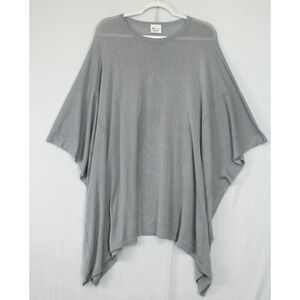 Landry Women OS Poncho Lightweight Sweater SharkBite Gray Beachy Boho Minimalist
